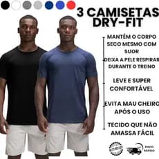 Kit 3 Camisetas Dry Fit Básicas Treino Anti Suor Academia