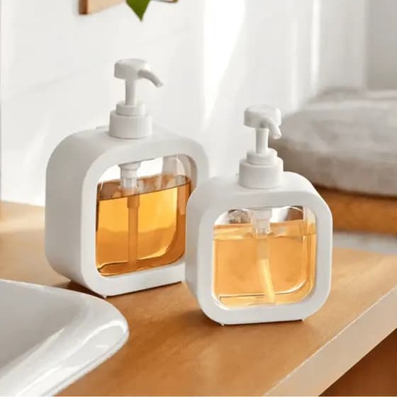 Dispensador De Shampoo Desinfetante de Branco transparente Simples Para As Mãos 300ML