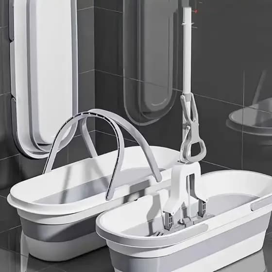 Balde Retrátil Dobrável Flexível Retangular 26L Silicone Multiuso Com 4 Rodinha e Alça