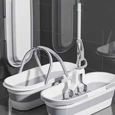 Balde Retrátil Dobrável Flexível Retangular 26L Silicone Multiuso Com 4 Rodinha e Alça
