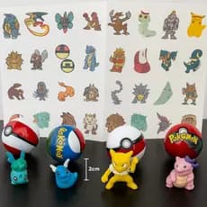 Kit 32 Pokemon Encapsulado + 32 Tatuagens Temporárias Recreação Lembrancinha Aniversario Festas