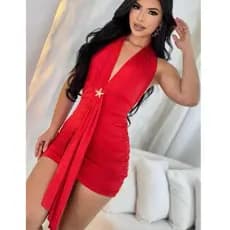 Vestido Curto Feminino Com Detalhe Em Fivela V Balada Premium
