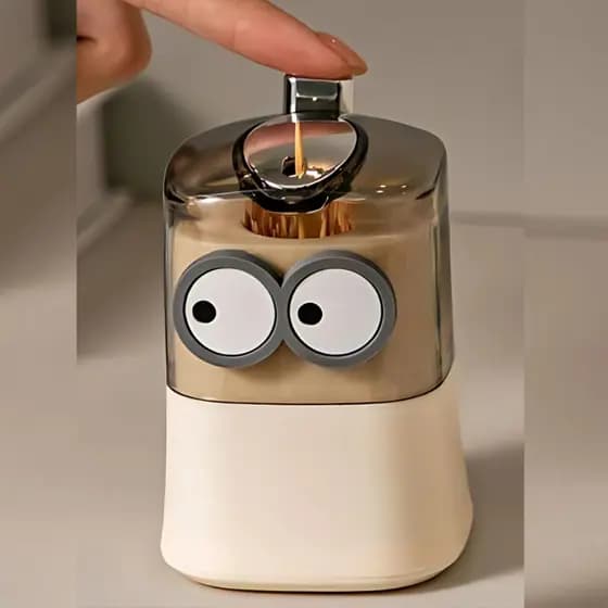 Dispenser Automático de Palitos de Dente Criativo Formato Minion – Porta Palito Cozinha Divertida