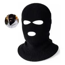Touca Balaclava Forrada Unissex Preto Inverno Lã Frio Toca Ninja Motoqueiro 3 furos