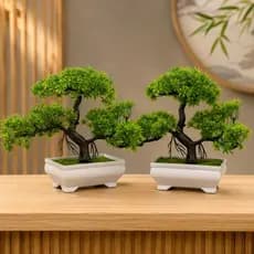 Kit 2 Bonsai Flor de Ameixa Artificial Com Vaso Realista Decoração Casa Escritório Decorativa sala