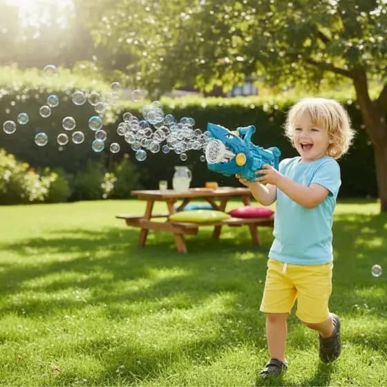 Lançador Bolhas de sabão Infantil Tubarão Diversão Crianças Festa Verão Sol Praia Brinquedo Menino