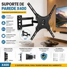 Suporte Articulado Para Tv 10'' A 55'' Universal Para Parede VESA 75x75mm/100x100mm/200x200mm/400x400mm