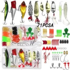 Kit 71/28 Iscas Artificiais Premium - Anzol Duplo e Olhos 3D | Meia Água para Pesca de Truta Realista e Peixes