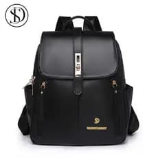 Mochila Feminina Média Universitária De Qualidade De Costas Em Couro Sintético Cangurus