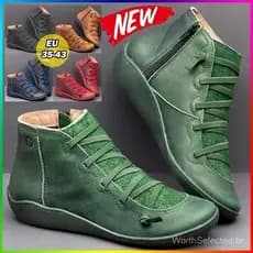 Bota de couro Vintage feminino/Casual/Retro/Handmade/PH