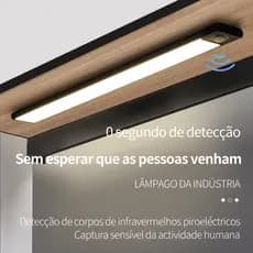 Luz LED Inteligente Sem Fio Magnética Recarregável com Sensor de Movimento 3 Cores Alto Brilho para Guarda Roupa Armário