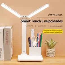 Luminária de Mesa LED Recarregável Lâmpada de Leitura Protetora de Vista 3 Níveis Luz Ajustável Estudantes Escritório