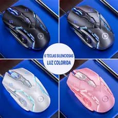 Mouse Gamer para Jogos e Escritório com Toque Mecânico com Fio 6 Botões Silencioso 7 Cores RGB Alta Precisão PC Notebook