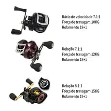 Molinete Carretilha de Pesca Anti-Cabeleira Profissional Metal 8.1:1 Arrasto 15KG Arremesso De Alta Performance 19+1