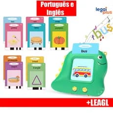 Brinquedo Card Infantil Cartão Fala Inglês Português Dino Apraxia Autismo Alfabetização
