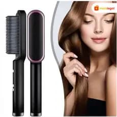 Escova Alisadora Bivolt 5 em 1 - Alisa, Hidrata, Modela, Alinha e Anti-Frizz