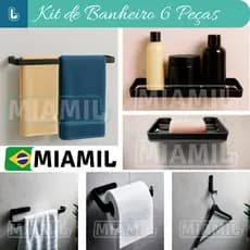 Kit Acessórios para Banheiro com 6 Peças com Toalheiros e Suportes