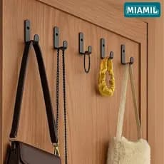 Kit 5 Ganchos de Parede Multiuso - Suporte Organizador Aço Preto Fosco | Toalhas, Chaves, Vasos