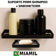 Suporte de Banheiro para Shampo e Sabonete - Organizador de Banheiro Shampoo e Saboneteira  Miamil