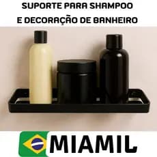 Suporte Organizador de Shampoo e  decoração de banheiro em aço preto linha Classic MIAMIL