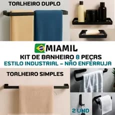 Kit de Acessórios para Banheiro com 8 Peças  Miamil