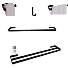 Kit Acessórios para banheiro 5 peças preto fosco