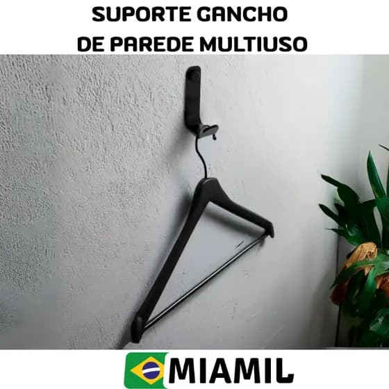 Gancho Suporte de Parede Multiuso Preto Design Modern- Gancho para Toalhas, Bolsas, Roupas e Chaves