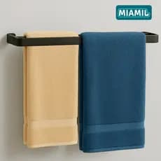 Porta Toalha De Banho Duplo em metal Resistente e Pintura Anti Risco Preto Industrial - Linha Classic MIAMIL