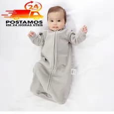 Saco De Dormir Bebê Com Manga 3 a 9 meses Cobertor Pijama Soft Casulo Infantil Cinza