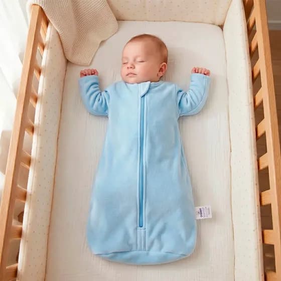 Saco De Dormir Bebê Com Manga 3 a 9 meses Cobertor Pijama Soft Infantil Azul Claro