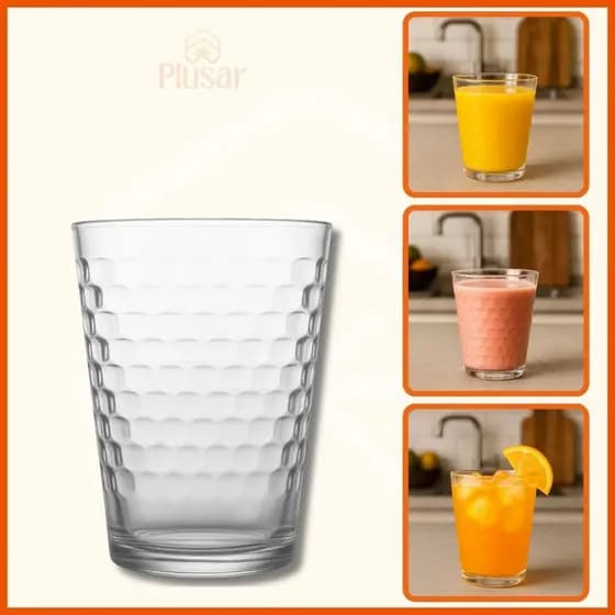 Copos Vidro 265ml Batuque  Plusar Nadir - Conjunto 6 Copo Resistente Água Suco e Refrigerantes