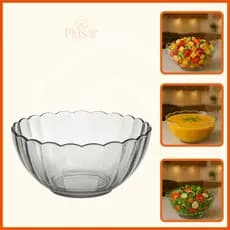 Tigela de Vidro 2 Litros Bella Marinex  - Travessa Plusar Bowl Transparente Vidro Trabalhado Resistente