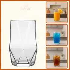 Copos de Vidro 360ml Topázio Plusar -  Jogo de 6 Copo Resistente Trabalhado Água  Suco Refrigerantes Nadir