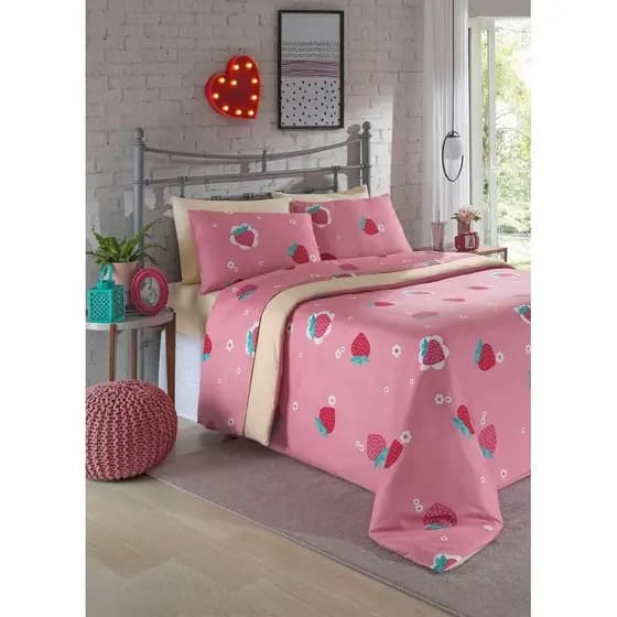 Jogo De Cama Queen 4 Peças Rosa