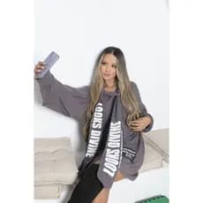 BLUSA MOLETON FEMININO OVERSIZE FEMININO BLUSA DE FRIO FEMININA OVERZISE CON CAPUZ FEMININO Moletinho tendenci