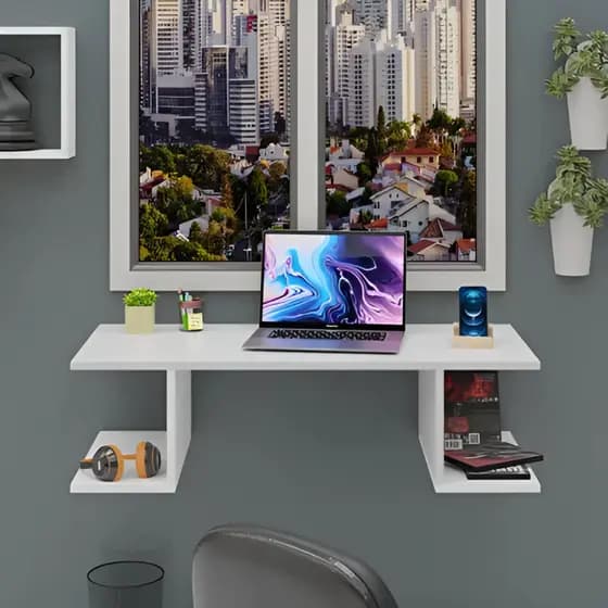 Escrivaninha Suspensa Trabalho Estudo Home Office Suporte Computador Compacta Premium