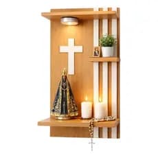 Oratório Altar Ripado Mdf Suporte Parede Capela Cantinho Da Oração
