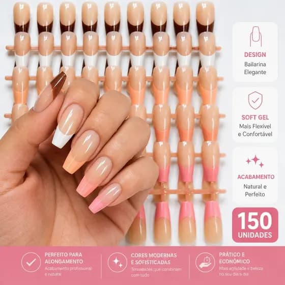 Tip Soft Gel Bailarina Nude Francesinha C/150 Helen Color