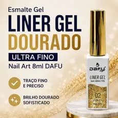 Esmalte Gel Liner Dourado Ultra Fino Nail Art 8ml Dafu