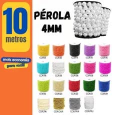 Pérola inteira 4mm com /5 ou 10 metros