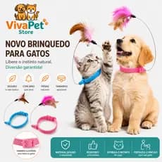 Brinquedo Interativo para Gatos com Pena e Sino | Coleira Ajustável Anti Tédio para Pets