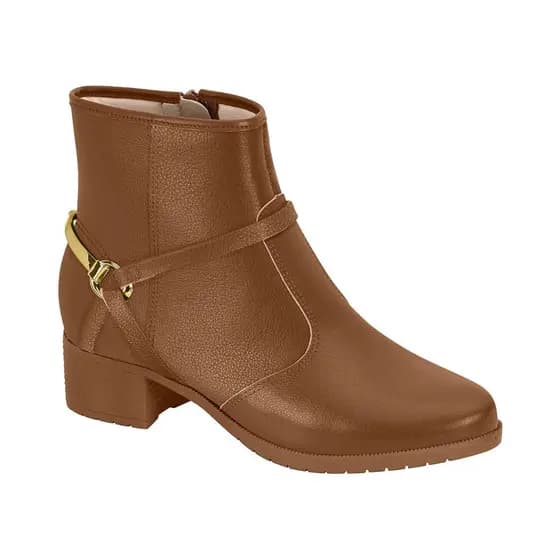 Bota Feminina Moleca Cano Curto Salto Bloco Baixo Fivela