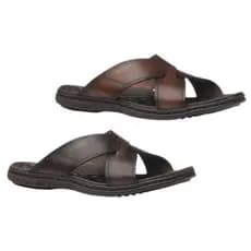 Chinelo Masculino Pegada Em Couro Cruzado Plus Size 45 ao 48
