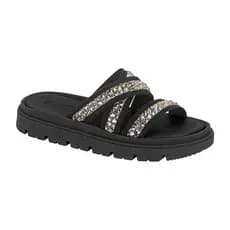Sandália Chinelo Slide Moleca Papete Pedras Strass Flatform