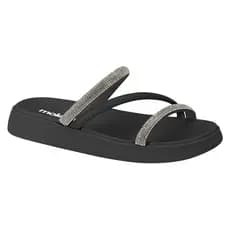 Chinelo Feminino Moleca Flatform Slide Glamour Strass Brilho