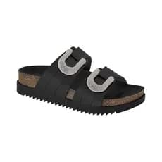 Chinelo Slide Feminino Papete Birken Fivelas Strass Flatform