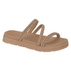 Chinelo Papete Slide Moleca Tiras Trança Strass Brilhos Flat