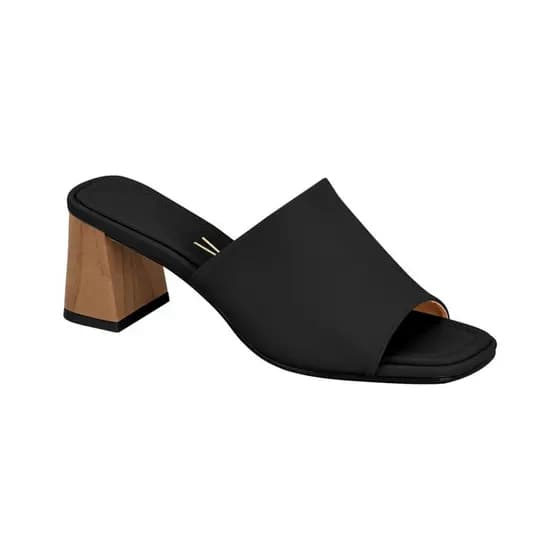 Tamanco Feminino Vizzano Salto Grosso Madeira Slide Basico