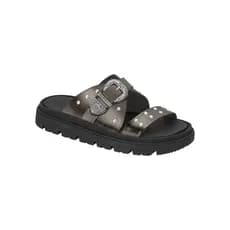 Chinelo Papete Moleca Birken Papete Flat Slide Tachas Fivela