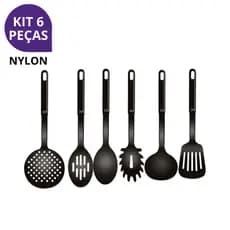 Jogo 6 Utensílios de Cozinha em Nylon Premium – Antiaderente, Essencial para Preparos
